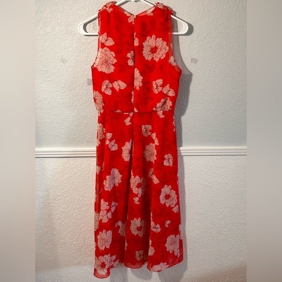 Vince Camuto Floral Print Tie Shoulder Chiffon Midi Dress - Picture 4 of 8